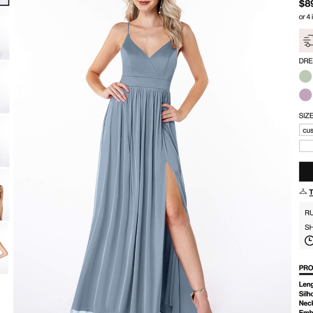 AZAZIE KIRI Dusty Blue Flowy Pleated Mesh Dress size 0 bridesmaid dress